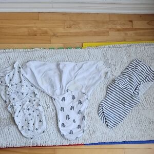 Baby Swaddle Set in White and Gray